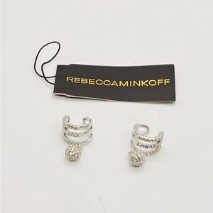 NWOT Rebecca Minkoff Cuff Earrings No Piercing Clip On Ear Clips -  Silver Tone